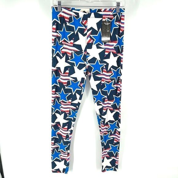 Leggings Depot plus size NEW NWT red white blue stars Independence Day America - Picture 1 of 10